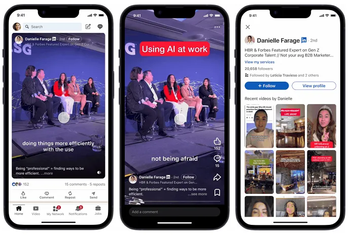 Nouvelle disposition de la vidéo sur LinkedIn